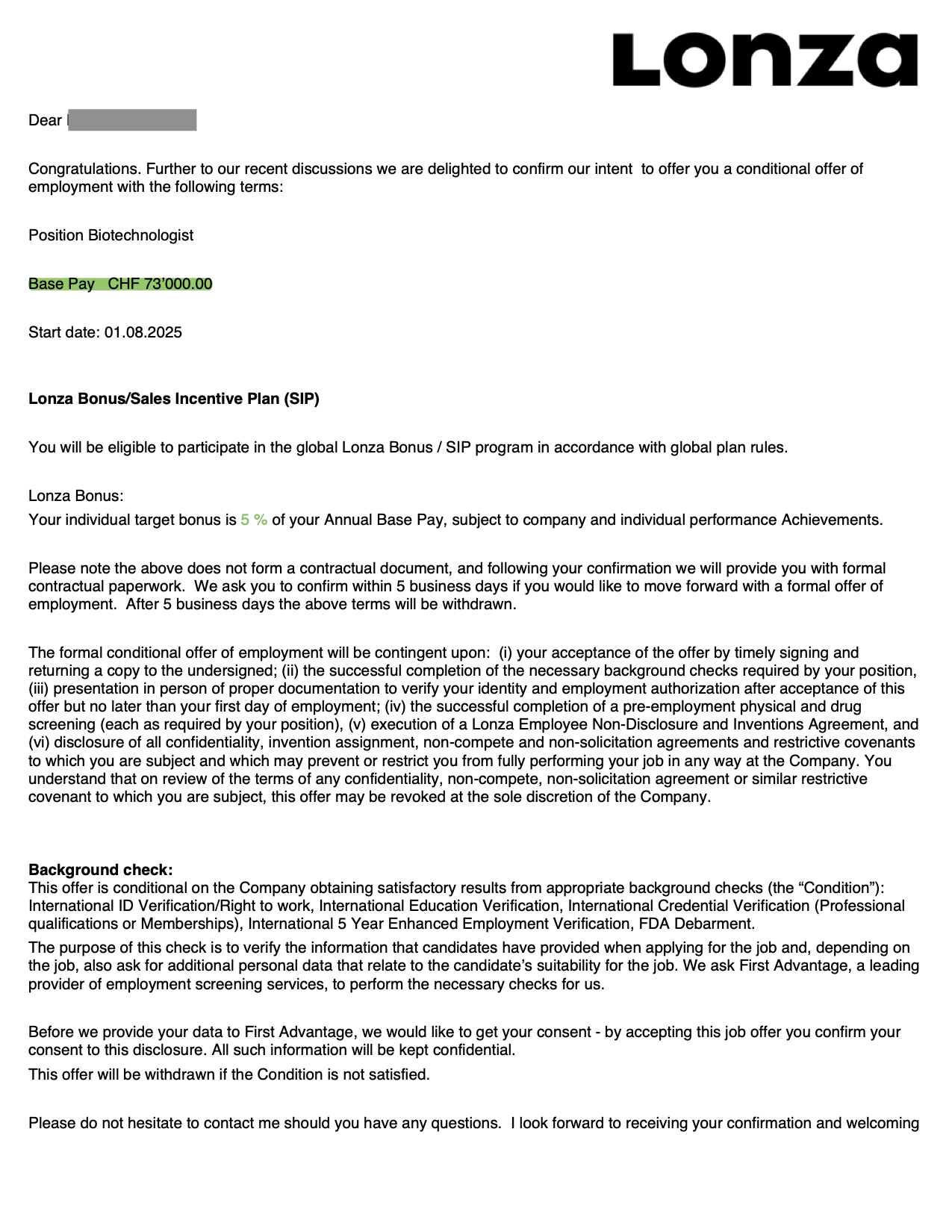 Offer Letter